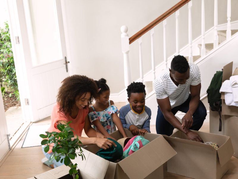 Family moving in to a new home